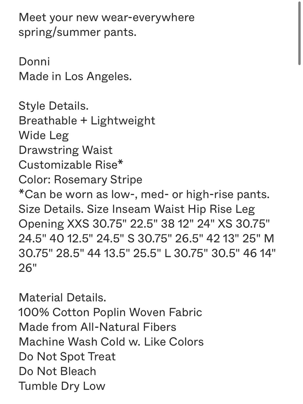 Donni The Pop Cotton Wide Leg Pants | Small | Rosemary Green Stripe - Picture 8 of 8